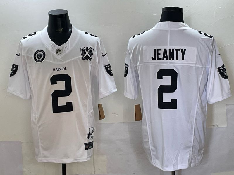 Men 2025 Oakland Raiders #2 Jeanty White Retro Third Generation Nike Limited NFL Jersey style